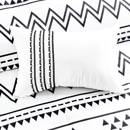 Aztec Comforter Sets - Luxury Full Size Microfiber Bedding for Queen and King Size Beds - Boho Black and White Patterns - 6 Piece Set (Queen)