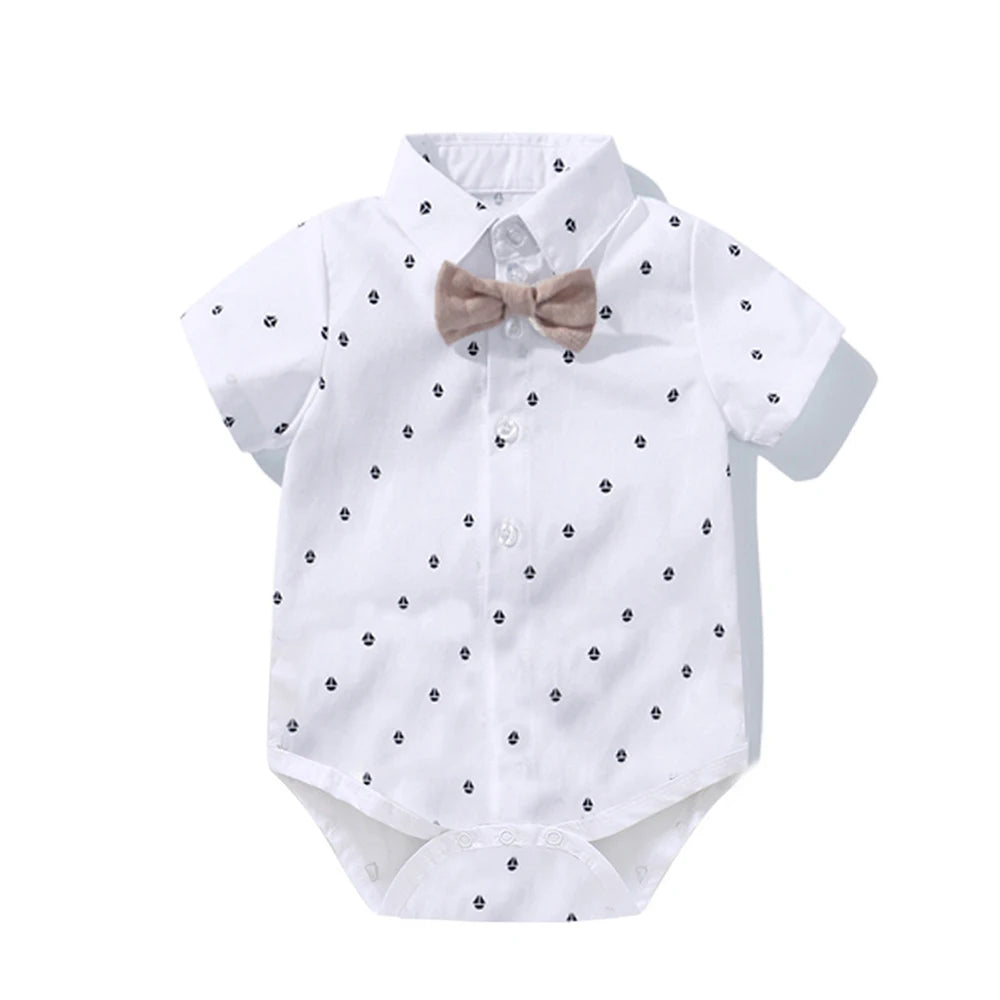 Dress Your Little Gentleman in Style! 👶✨ Baby Boy Romper & Bow Set – Perfect for Birthdays, Festivals, or Weddings with Matching Hat!