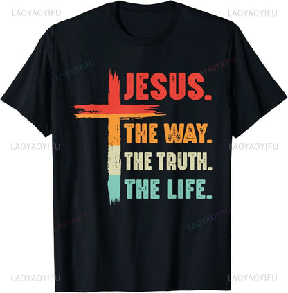 Christian T Shirt Women Men Kids Jesus the Way Truth Life T-Shirt Graphic T Shirts Vintage T Shirt Camisetas