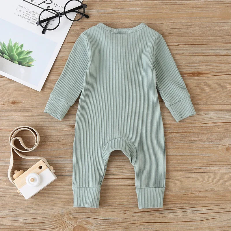 Cozy Up Your Little One! 🍂 Newborn Baby Romper – Soft Cotton Long Sleeve Jumpsuit for Boys & Girls, Perfect for Autumn!