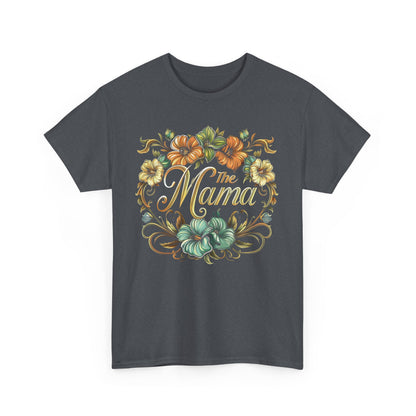 Mama Floral Heavy Cotton Tee, Perfect Gift for Moms, Mother's Day, Family Gatherings, Comfortable Casual Wear, Stylish Unisex T-Shirt