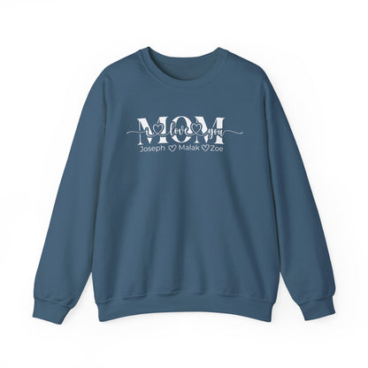 Mom Love You Personalized Sweatshirt, Mother's Day Gift, Family Sweatshirt, Cozy Mom Crewneck, Heartfelt Gift for Mom