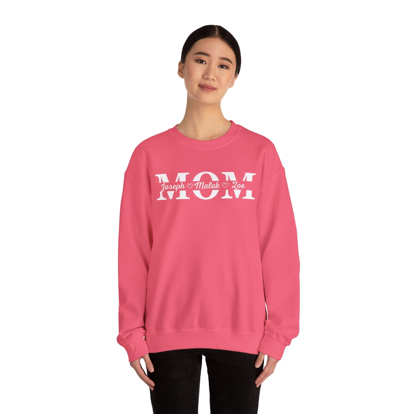 Personalized MOM Sweatshirt, Unisex Crewneck, Gift for Moms, Cozy Family Apparel, Mother's Day, Birthday Sweatshirt, Custom Name Sweatshirt