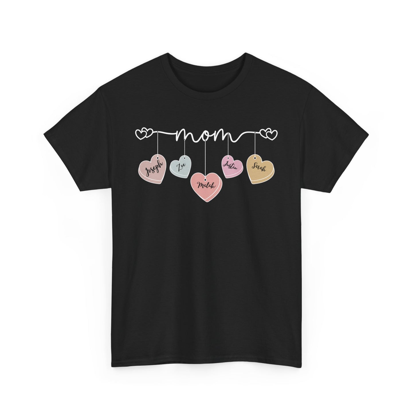 Mom Heart Unisex Heavy Cotton Tee, Gift for Mom, Mother's Day Tee, Cute Mom Shirt, Fam.ily Love Graphic Tee, Casual Wear