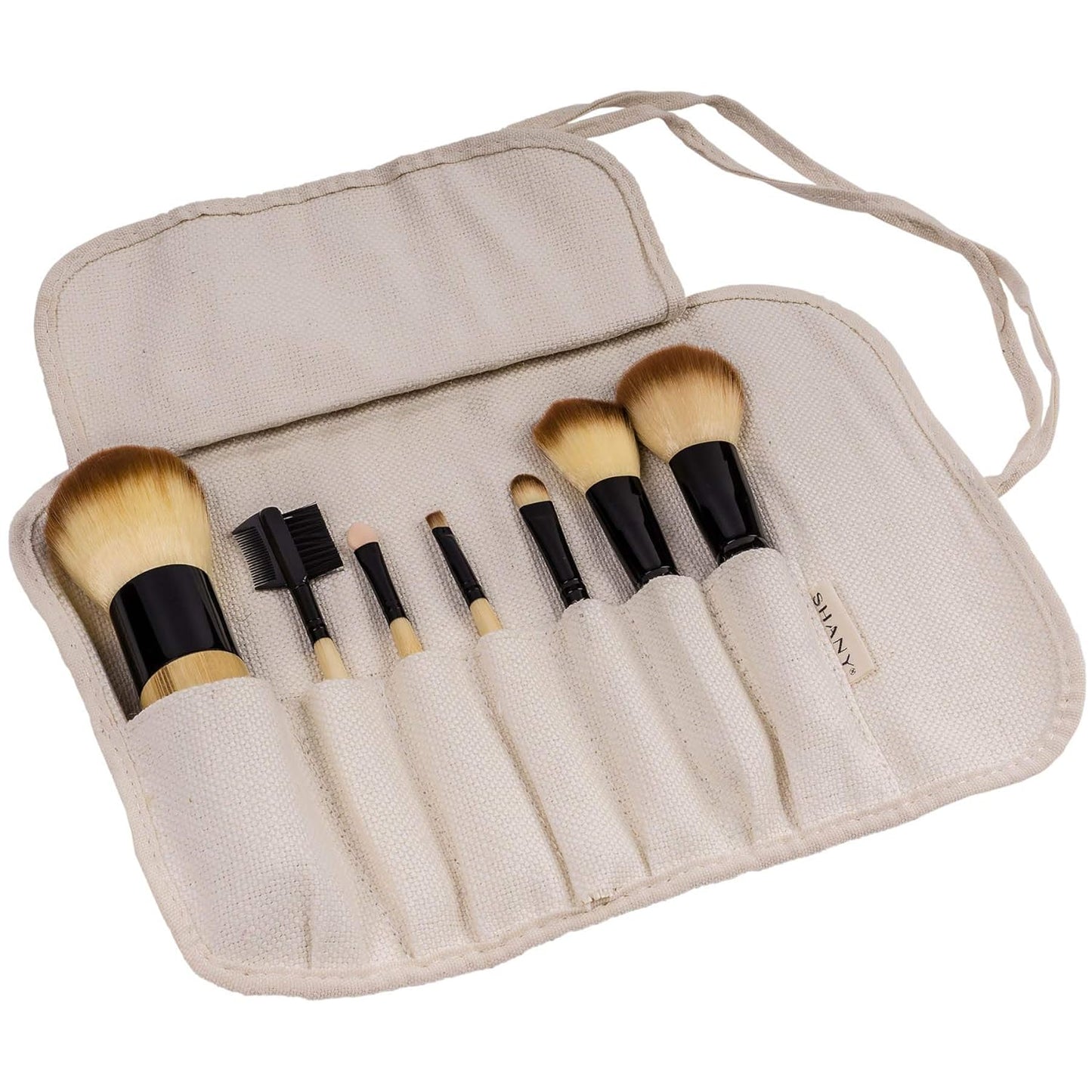 🌿 Eco-Friendly Beauty: Bamboo Makeup Brush Set with Premium Synthetic Hair & Cotton Pouch! 💄✨ (7-Piece)