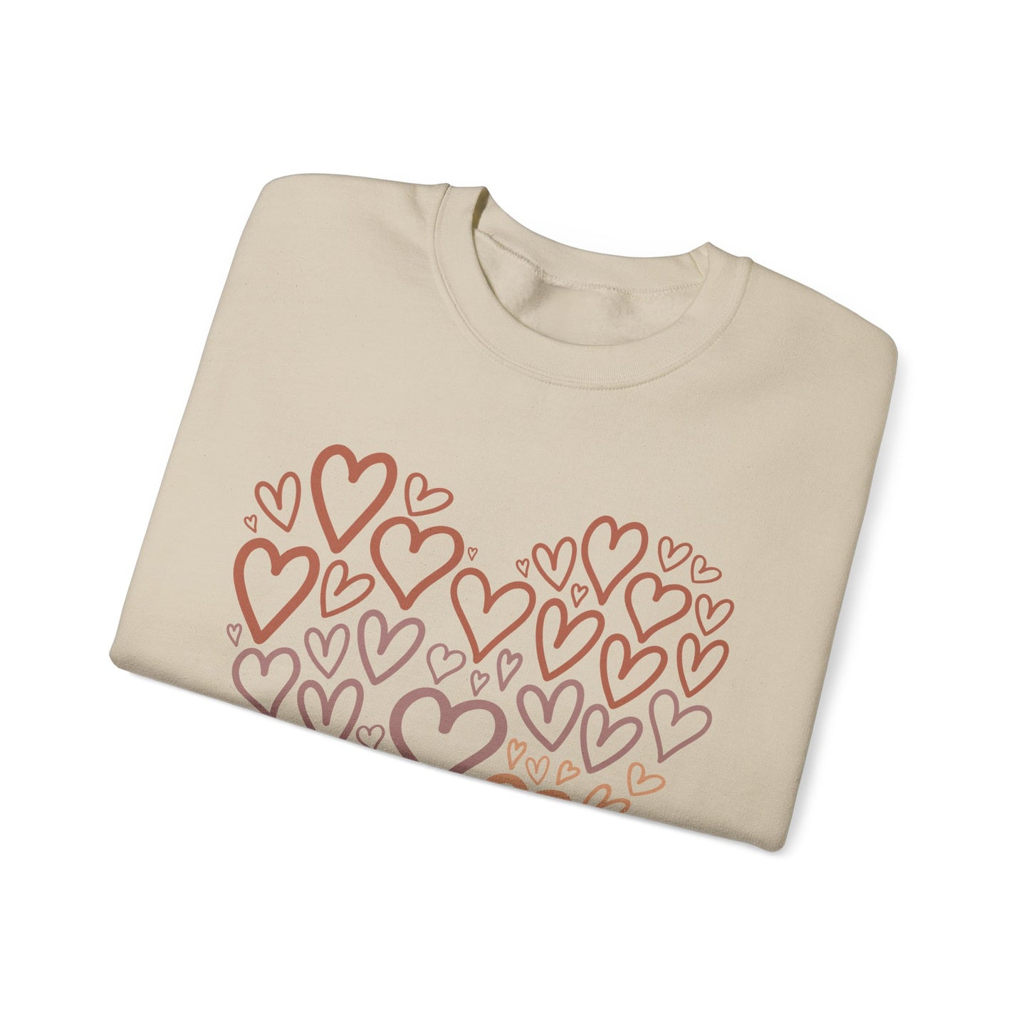 Heart Pattern Sweatshirt, Cozy Crewneck, Unisex Gift, Valentine's Day Style, Cute Casual Wear, Loving Heart Design