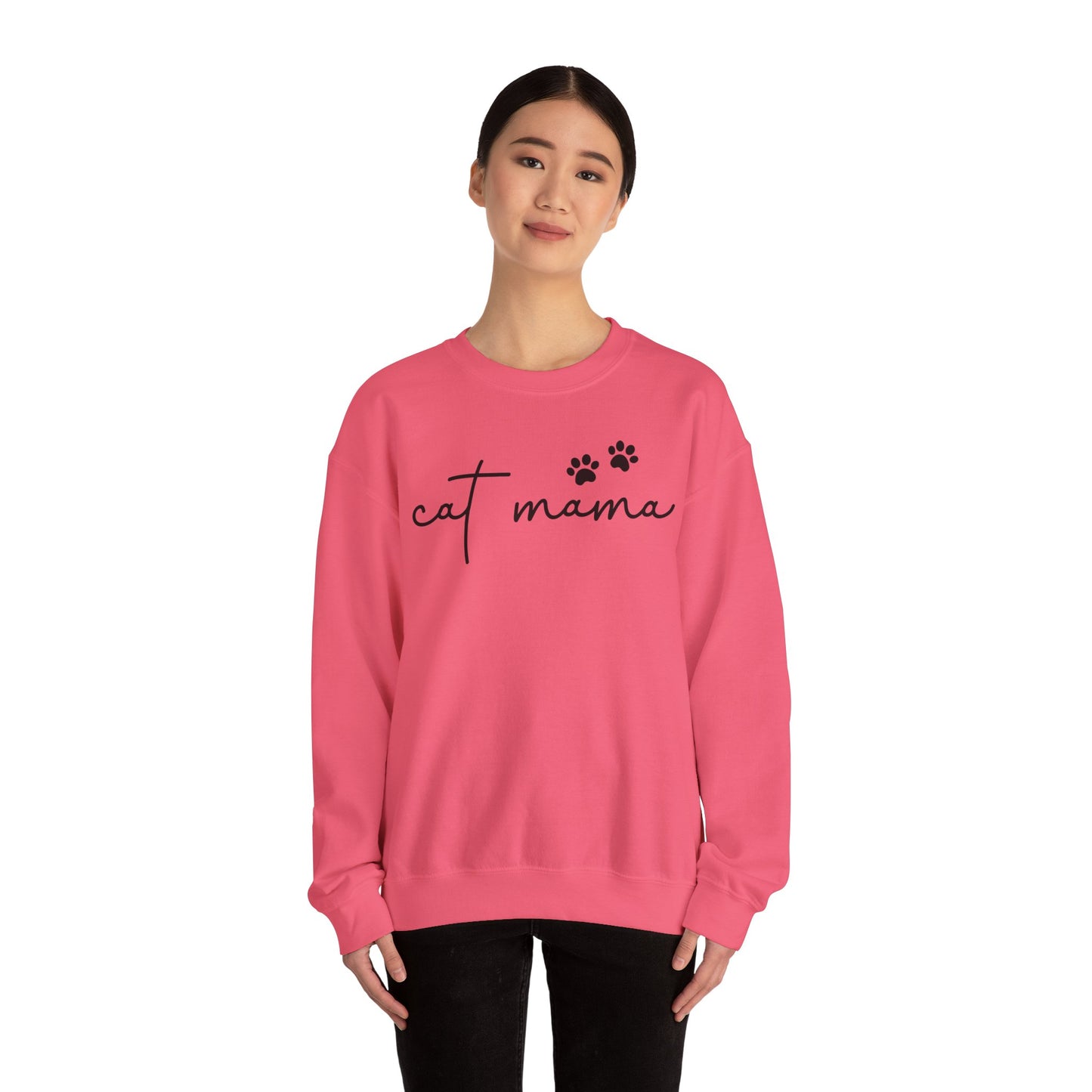 Cat Mama Heavy Blend™ Crewneck Sweatshirt, Cozy Cat Lover Gift, Pet Parent Apparel, Cute Sweatshirt for Women, Casual Cat