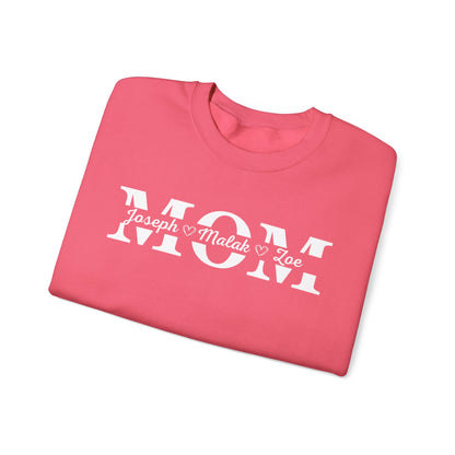 Personalized MOM Sweatshirt, Unisex Crewneck, Gift for Moms, Cozy Family Apparel, Mother's Day, Birthday Sweatshirt, Custom Name Sweatshirt