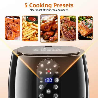 🍟 Cook Smarter: 5.2QT Air Fryer Oven with 5 Presets & Digital Touch Screen! 🍳✨ (Oilless & Dishwasher-Safe)