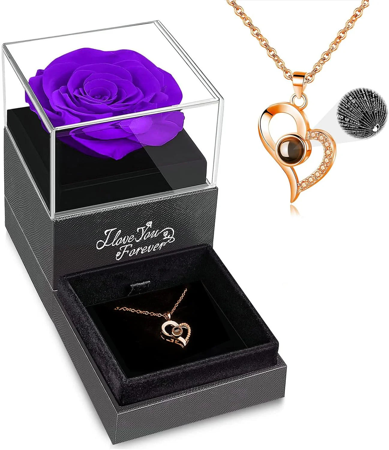 A Gift That Speaks from the Heart! 🌹 Preserved Real Rose with 'I Love You' Necklace – Perfect for Christmas, Birthdays, Anniversaries & More for the Special Women in Your Life!