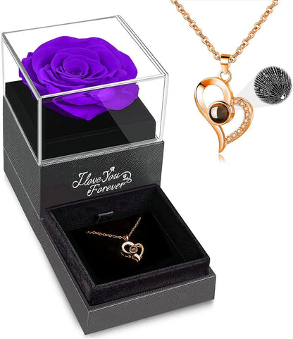 A Gift That Speaks from the Heart! 🌹 Preserved Real Rose with 'I Love You' Necklace – Perfect for Christmas, Birthdays, Anniversaries & More for the Special Women in Your Life!