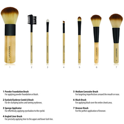 🌿 Eco-Friendly Beauty: Bamboo Makeup Brush Set with Premium Synthetic Hair & Cotton Pouch! 💄✨ (7-Piece)