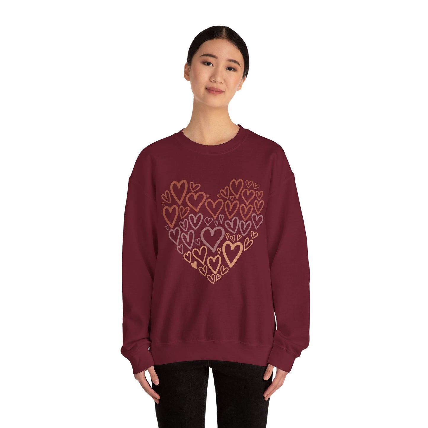 Heart Pattern Sweatshirt, Cozy Crewneck, Unisex Gift, Valentine's Day Style, Cute Casual Wear, Loving Heart Design