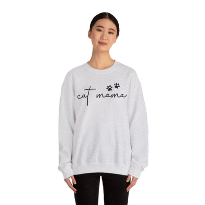 Cat Mama Heavy Blend™ Crewneck Sweatshirt, Cozy Cat Lover Gift, Pet Parent Apparel, Cute Sweatshirt for Women, Casual Cat