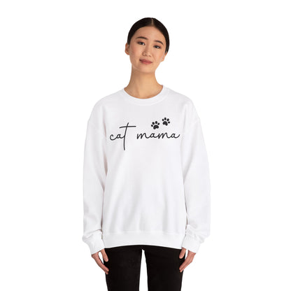 Cat Mama Heavy Blend™ Crewneck Sweatshirt, Cozy Cat Lover Gift, Pet Parent Apparel, Cute Sweatshirt for Women, Casual Cat