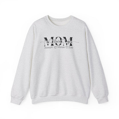 Mom Love You Personalized Sweatshirt, Mother's Day Gift, Family Sweatshirt, Cozy Mom Crewneck, Heartfelt Gift for Mom