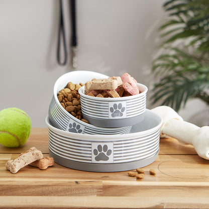 Style Meets Function for Your Pet! 🐾 Paw & Patch Ceramic Pet Collection | Medium Set in Gray – Perfect for Treats or Pet Accessories, 2 Pieces!