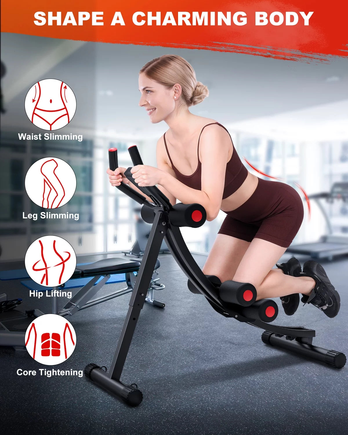 Get Stronger Every Day! 💪✨ Foldable Ab Machine – Core & Abdominal Trainer for Home Gym (Max 440lbs, LCD Display) 🏋️‍♂️