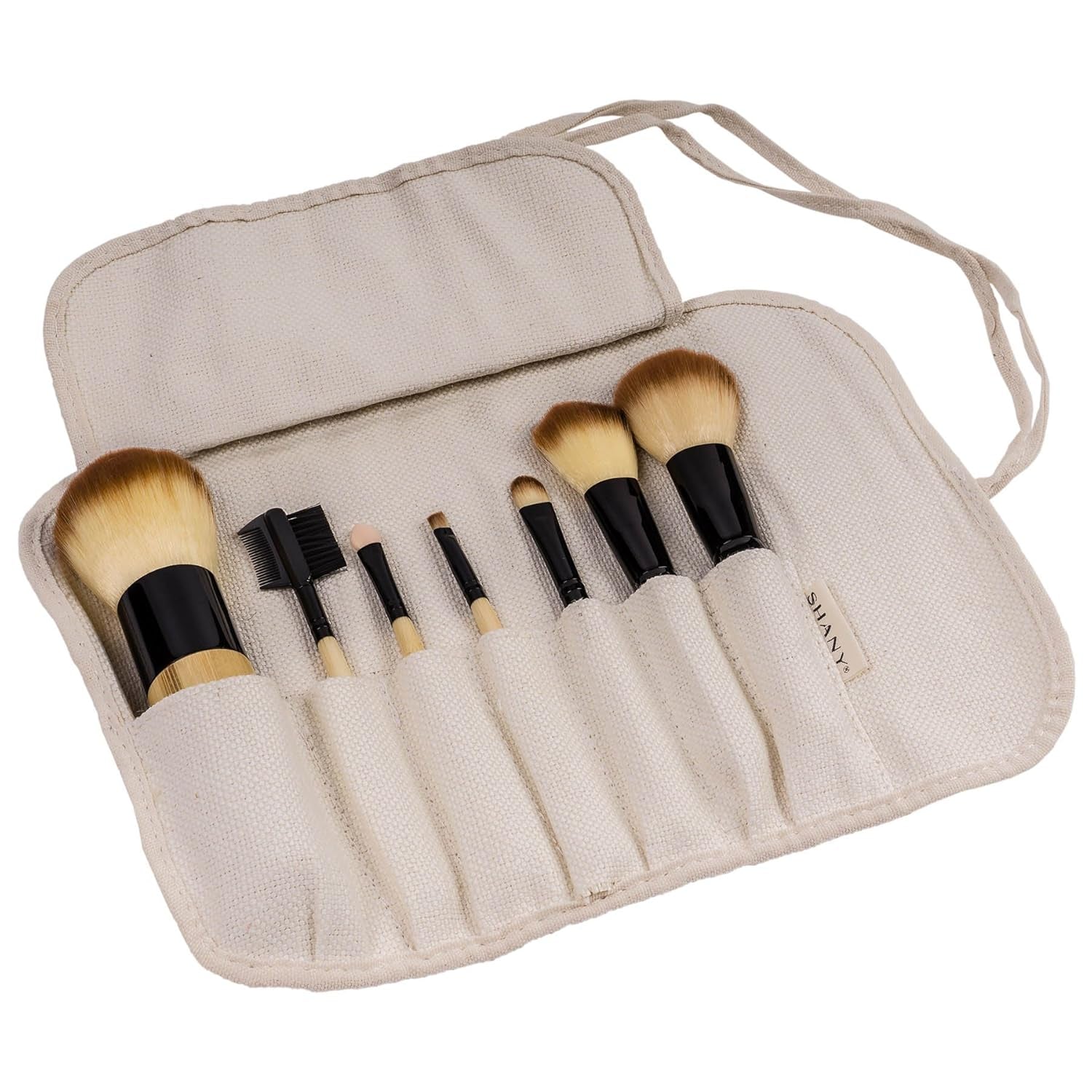 🌿 Eco-Friendly Beauty: Bamboo Makeup Brush Set with Premium Synthetic Hair & Cotton Pouch! 💄✨ (7-Piece)