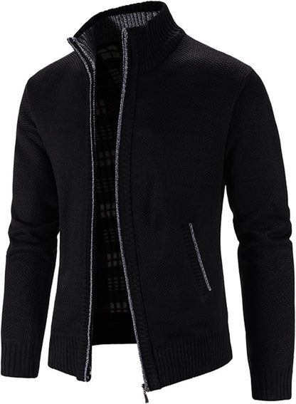 Upgrade Your Wardrobe 🧥 Men’s Slim-Fit Full-Zip Sweater – Thick Knitted Cardigan Jacket with Pockets for a Stylish Winter Look!