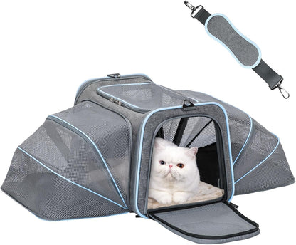 Jet-Set Ready ✈️ Expandable Cat & Small Pet Carrier – Airline Approved, Soft-Sided & Washable with Extra Room for Your Furry Travel Buddy!