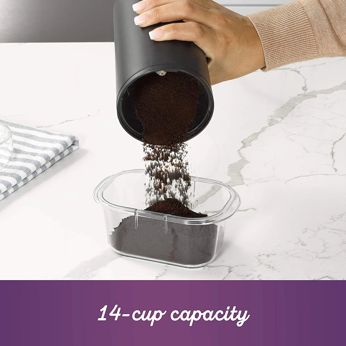 ☕ Brew Like a Pro: Simple Grind 14-Cup Coffee Grinder – Perfect for Coffee Lovers! 🌟 (Black)