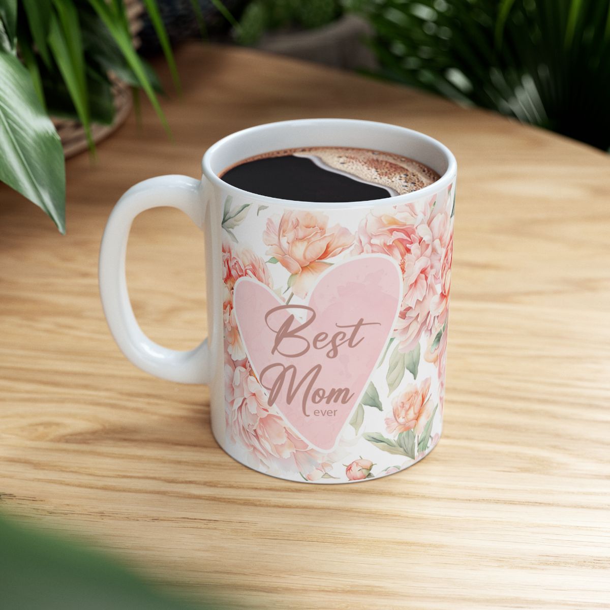 Floral Love Ceramic Mug, Beautiful Peony Design, Perfect Gift for Mother's Day, Birthday, Wedding, or Home Decor