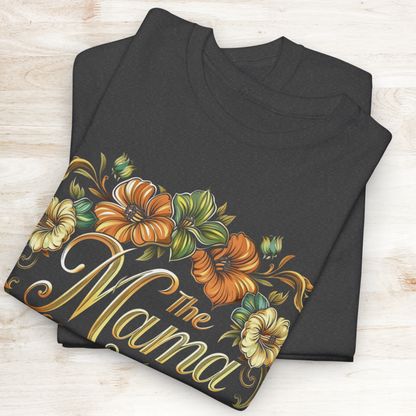 Mama Floral Heavy Cotton Tee, Perfect Gift for Moms, Mother's Day, Family Gatherings, Comfortable Casual Wear, Stylish Unisex T-Shirt