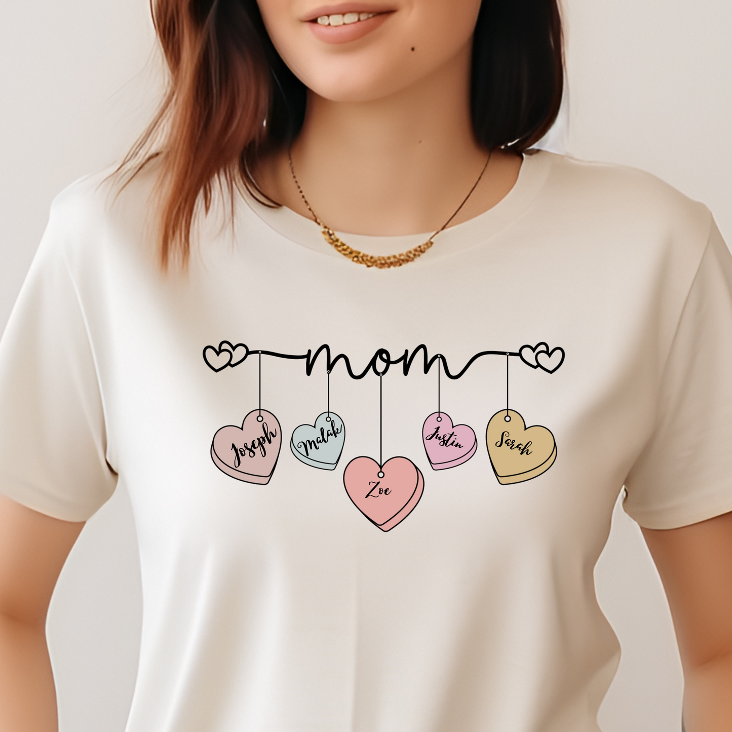 Mom Heart Unisex Heavy Cotton Tee, Gift for Mom, Mother's Day Tee, Cute Mom Shirt, Fam.ily Love Graphic Tee, Casual Wear