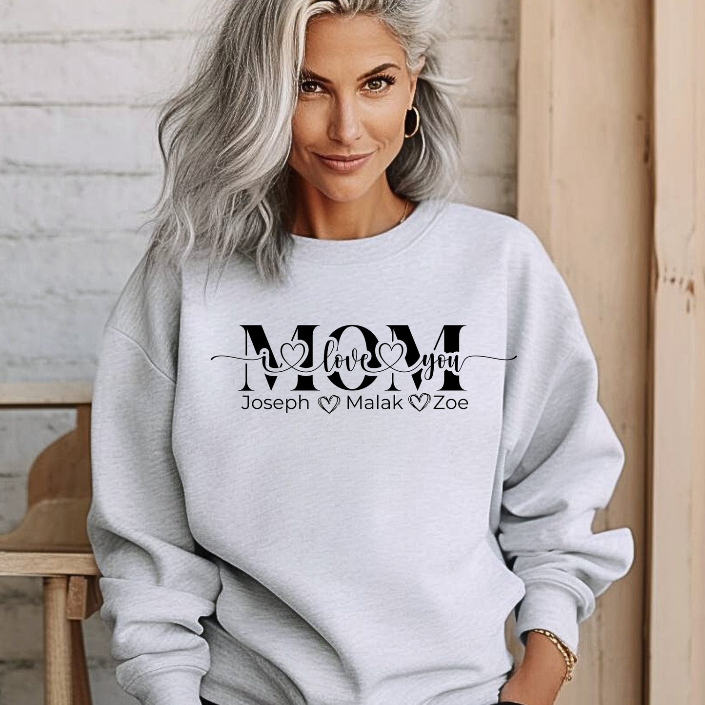 Mom Love You Personalized Sweatshirt, Mother's Day Gift, Family Sweatshirt, Cozy Mom Crewneck, Heartfelt Gift for Mom