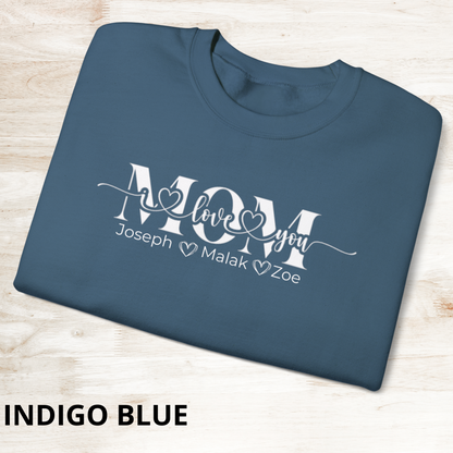 Mom Love You Personalized Sweatshirt, Mother's Day Gift, Family Sweatshirt, Cozy Mom Crewneck, Heartfelt Gift for Mom