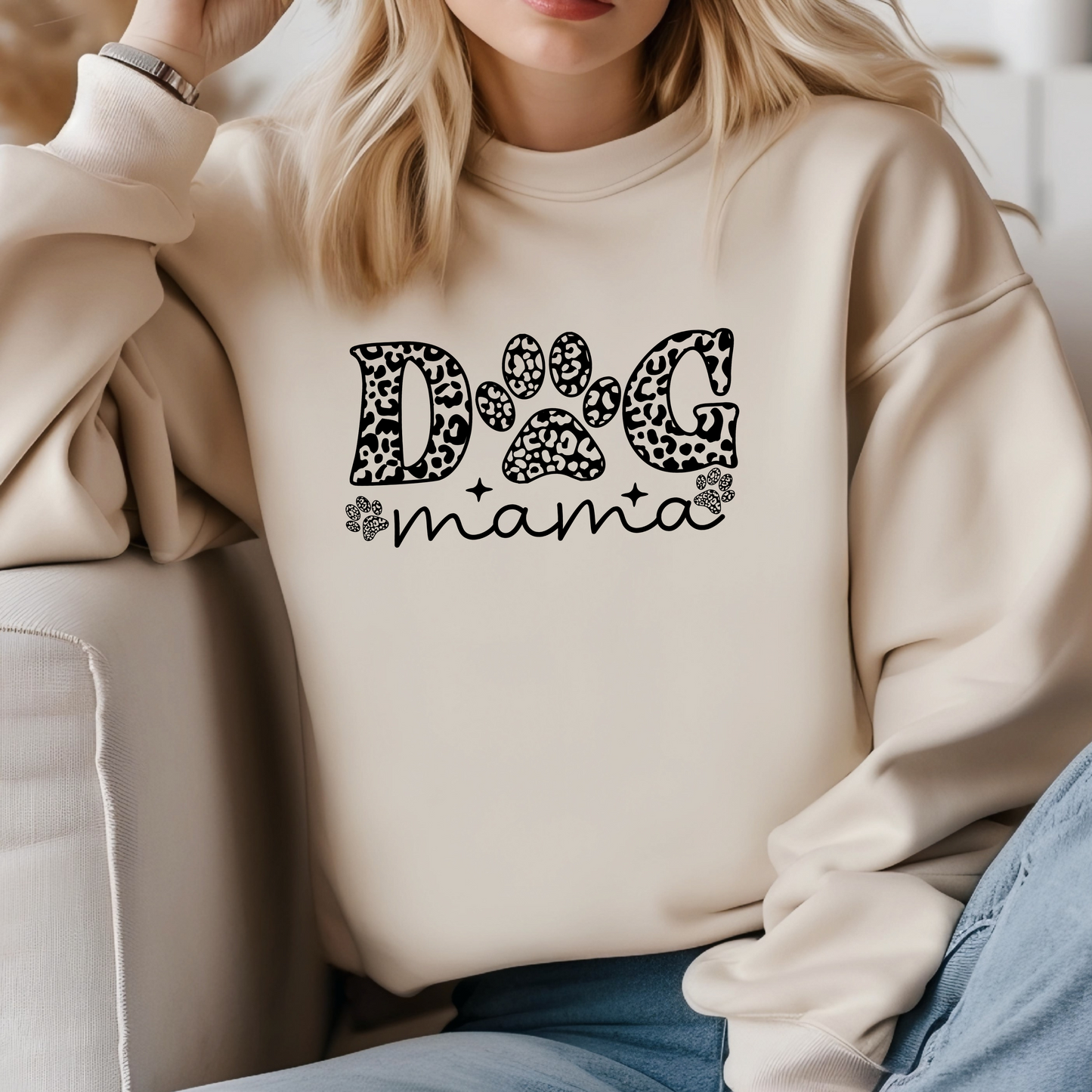 Dog Mama Crewneck Sweatshirt - Cozy Gift for Pet Lovers, Dog Mom Sweatshirt, Animal Lover Apparel, Cute Dog Parent Gift, Paw Print