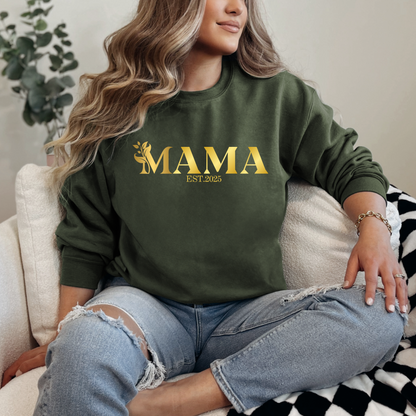 Mama Est. 2025 Sweatshirt | Cozy Unisex Crewneck | Perfect Gift for New Moms | Mother's Day, Baby Shower, Family Gatherings