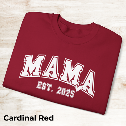 Mama Est. 2025 Sweatshirt | Cozy Unisex Crewneck, Perfect Gift for New Moms, Mother's Day, Family Celebrations, Casual Style