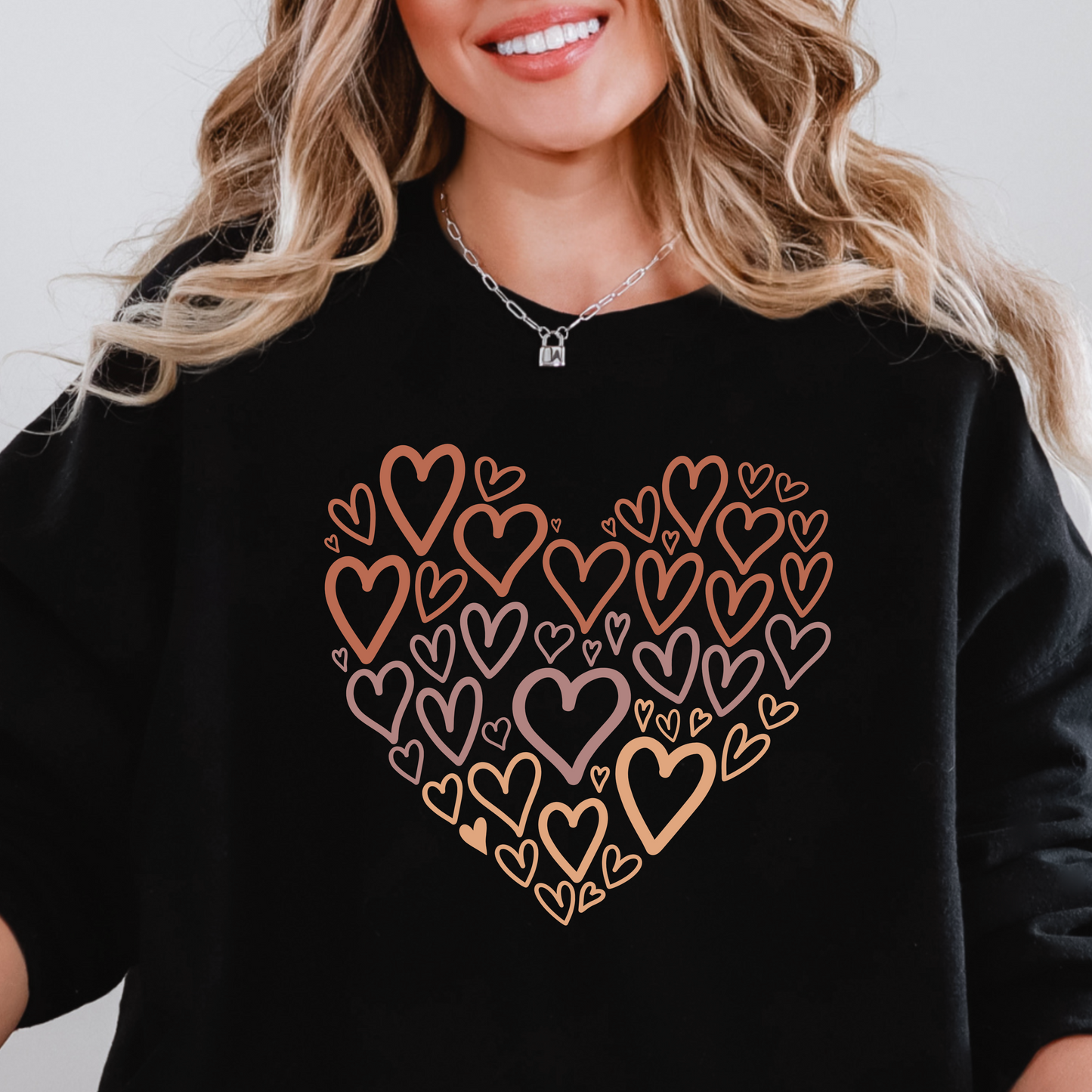 Heart Pattern Sweatshirt, Cozy Crewneck, Unisex Gift, Valentine's Day Style, Cute Casual Wear, Loving Heart Design