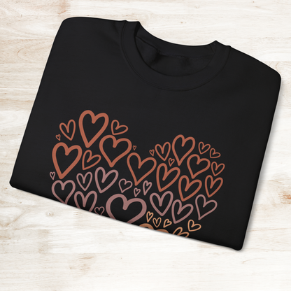 Heart Pattern Sweatshirt, Cozy Crewneck, Unisex Gift, Valentine's Day Style, Cute Casual Wear, Loving Heart Design