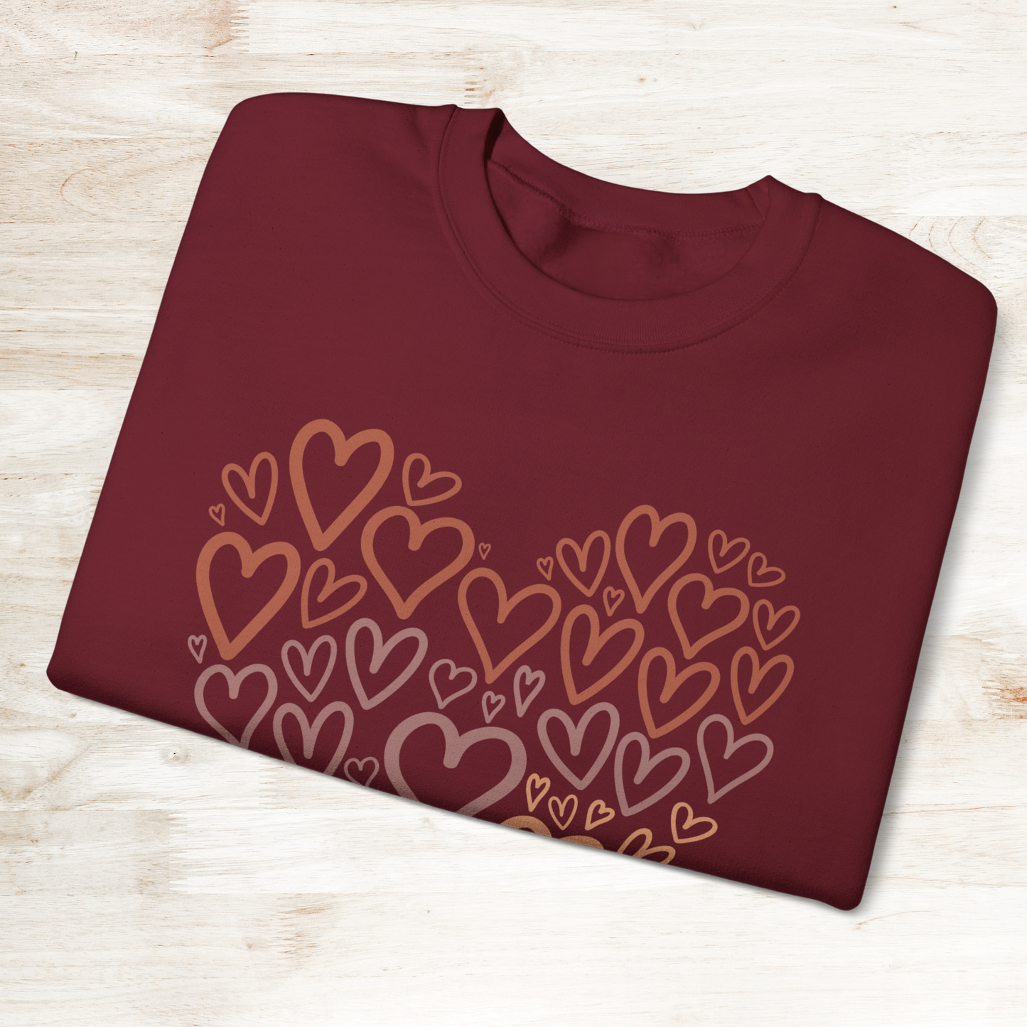 Heart Pattern Sweatshirt, Cozy Crewneck, Unisex Gift, Valentine's Day Style, Cute Casual Wear, Loving Heart Design