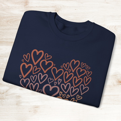 Heart Pattern Sweatshirt, Cozy Crewneck, Unisex Gift, Valentine's Day Style, Cute Casual Wear, Loving Heart Design