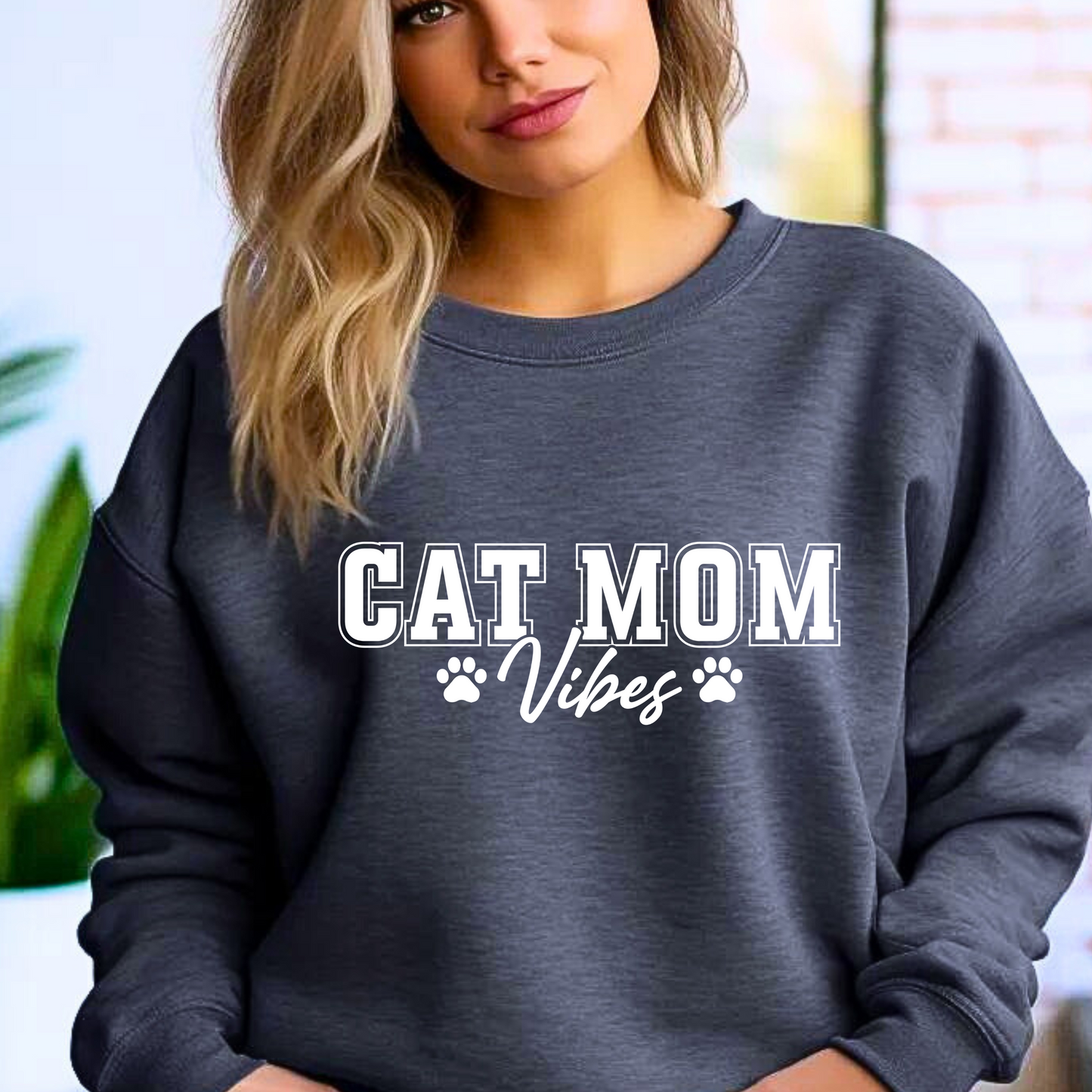 Cat Mom Vibes Unisex Heavy Blend™ Crewneck Sweatshirt