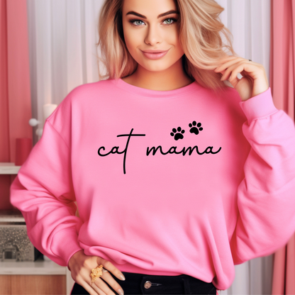 Cat Mama Heavy Blend™ Crewneck Sweatshirt, Cozy Cat Lover Gift, Pet Parent Apparel, Cute Sweatshirt for Women, Casual Cat