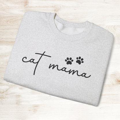 Cat Mama Heavy Blend™ Crewneck Sweatshirt, Cozy Cat Lover Gift, Pet Parent Apparel, Cute Sweatshirt for Women, Casual Cat