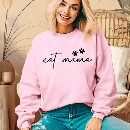 Cat Mama Heavy Blend™ Crewneck Sweatshirt, Cozy Cat Lover Gift, Pet Parent Apparel, Cute Sweatshirt for Women, Casual Cat