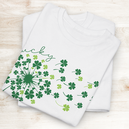 Lucky Clover Tee, St Patrick's Day Shirt, Spring Apparel, Gift for Him/Her, Clover Design T-shirt, Unisex Heavy Cotton, Fashion Top