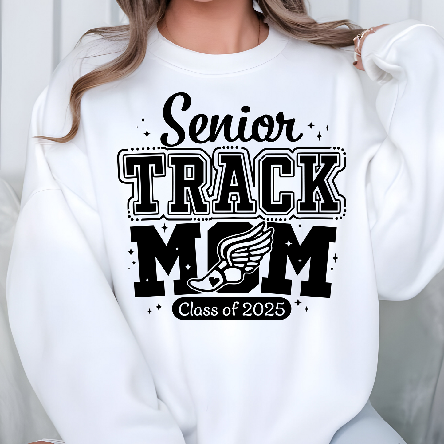 Senior Track Mom Crewneck Sweatshirt, Perfect Gift for Athletic Moms, Class of 2025 Celebration, Sports Apparel, Comfy Layer