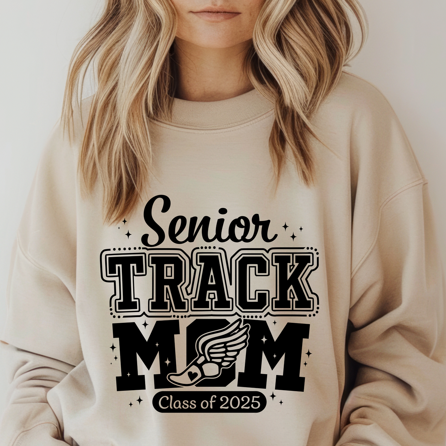 Senior Track Mom Crewneck Sweatshirt, Perfect Gift for Athletic Moms, Class of 2025 Celebration, Sports Apparel, Comfy Layer