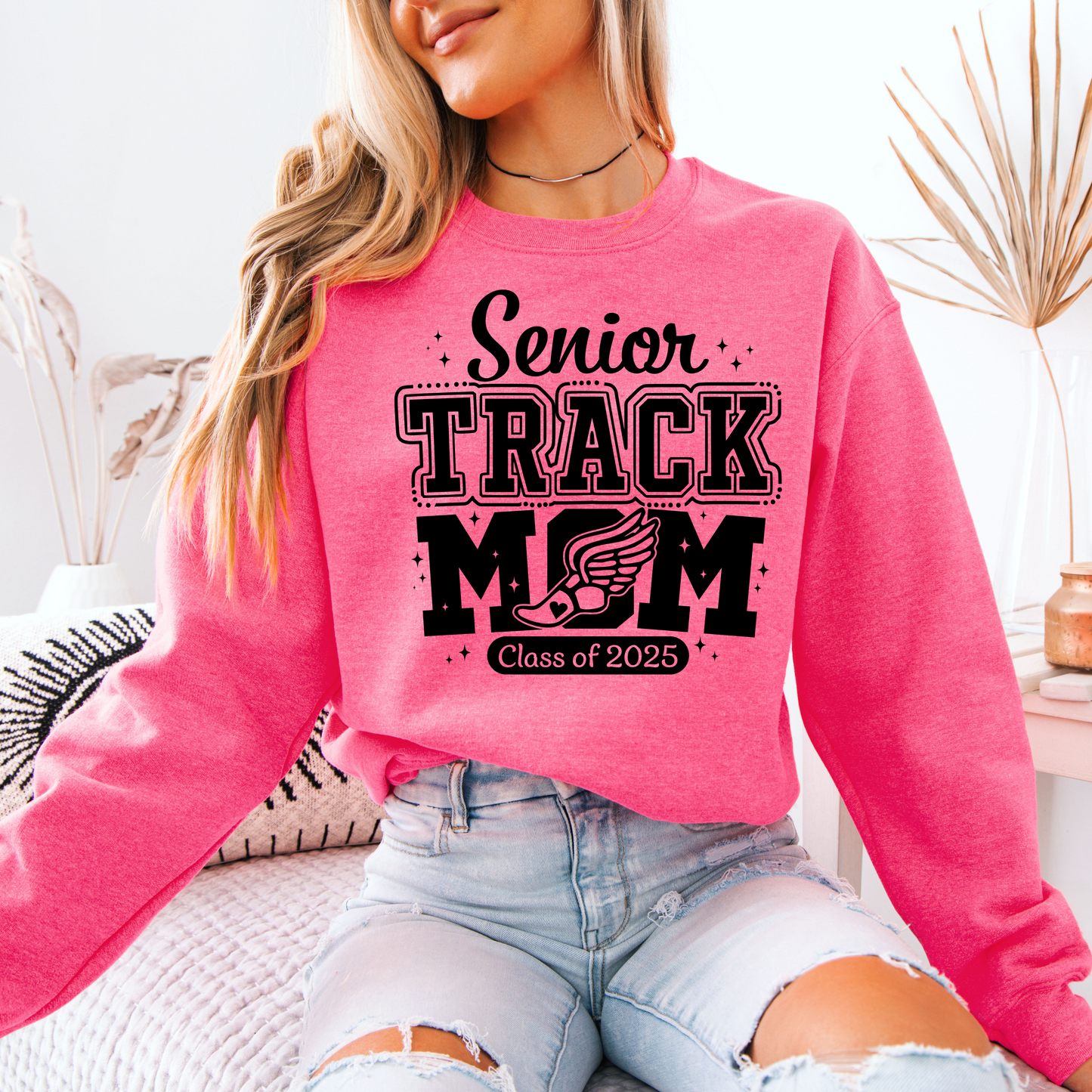 Senior Track Mom Crewneck Sweatshirt, Perfect Gift for Athletic Moms, Class of 2025 Celebration, Sports Apparel, Comfy Layer