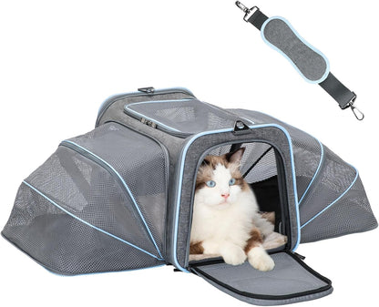 Jet-Set Ready ✈️ Expandable Cat & Small Pet Carrier – Airline Approved, Soft-Sided & Washable with Extra Room for Your Furry Travel Buddy!