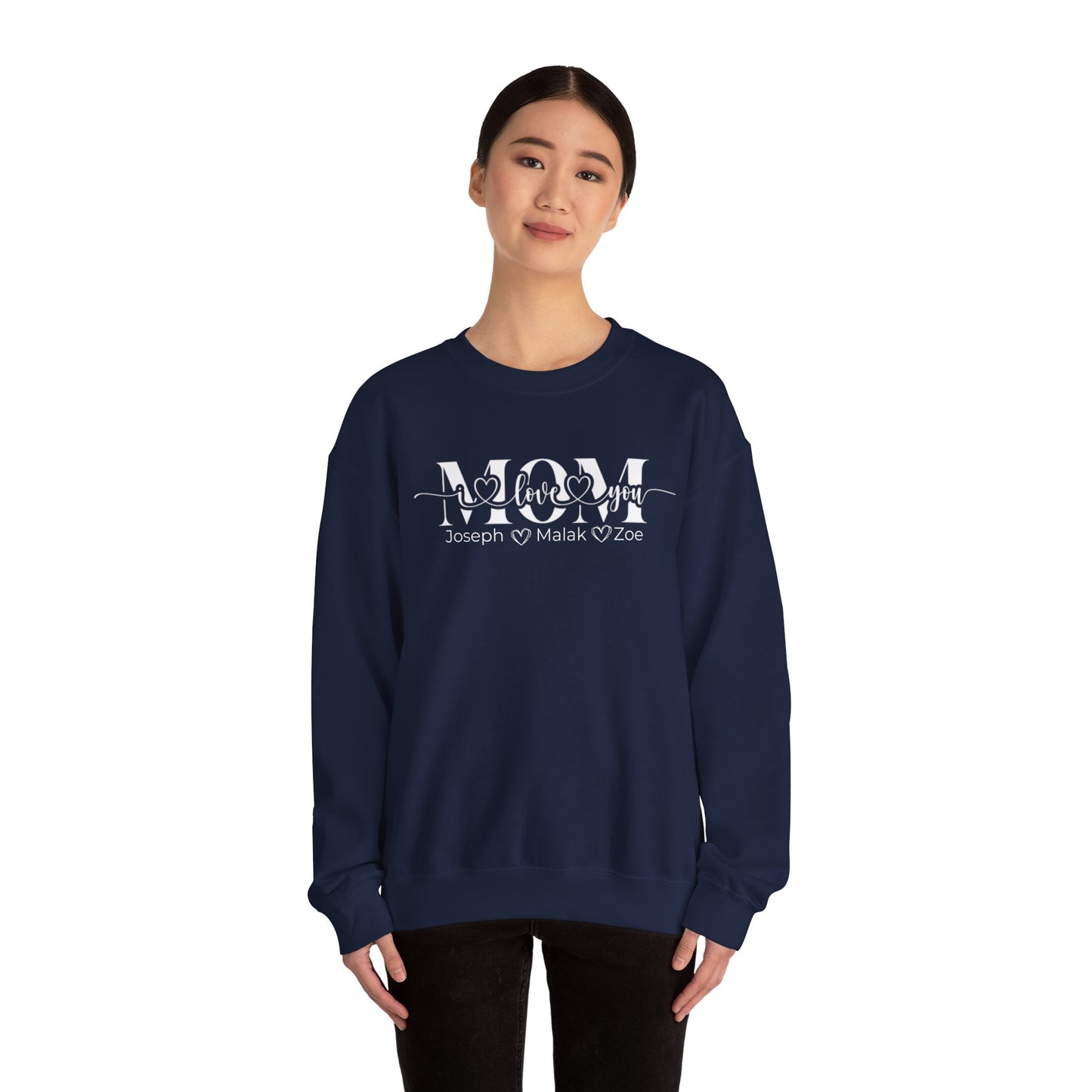 Mom Love You Personalized Sweatshirt, Mother's Day Gift, Family Sweatshirt, Cozy Mom Crewneck, Heartfelt Gift for Mom