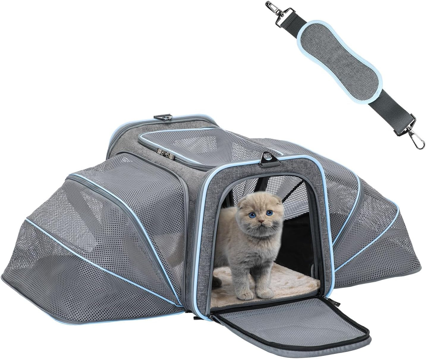 Jet-Set Ready ✈️ Expandable Cat & Small Pet Carrier – Airline Approved, Soft-Sided & Washable with Extra Room for Your Furry Travel Buddy!