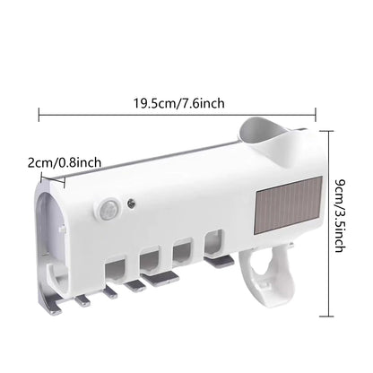 Say Goodbye to Germs! ✨ UV Toothbrush Holder & Cleaner + Automatic Toothpaste Dispenser in One!